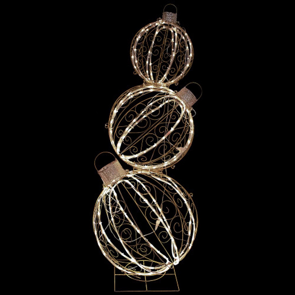 Open Design Stacked Christmas Ornaments Outdoor Decoration – 51″ – Gold – Warm White