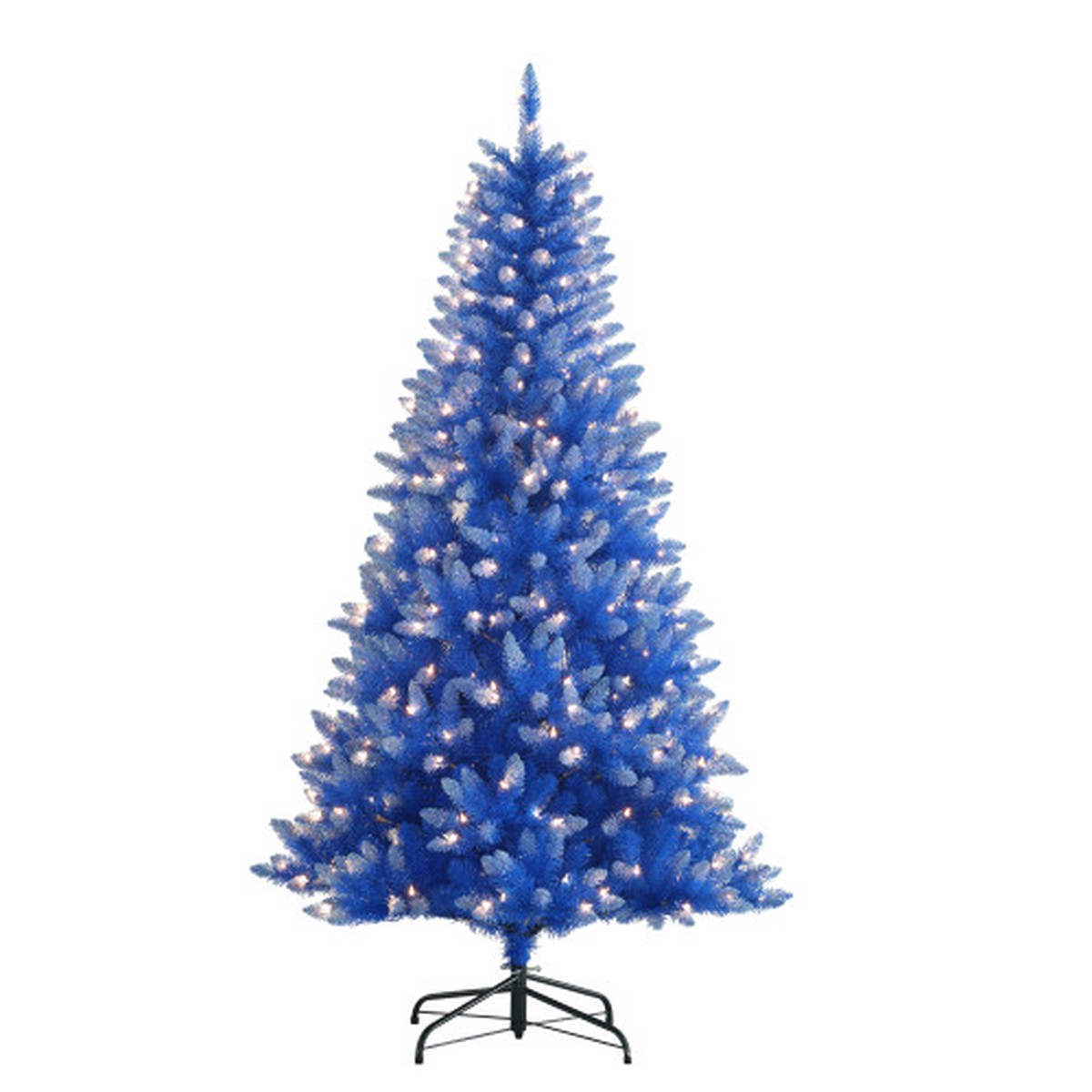 Pre-lit Artificial Medium Blue Pine Christmas Tree – 6.5′ – Clear Lights
