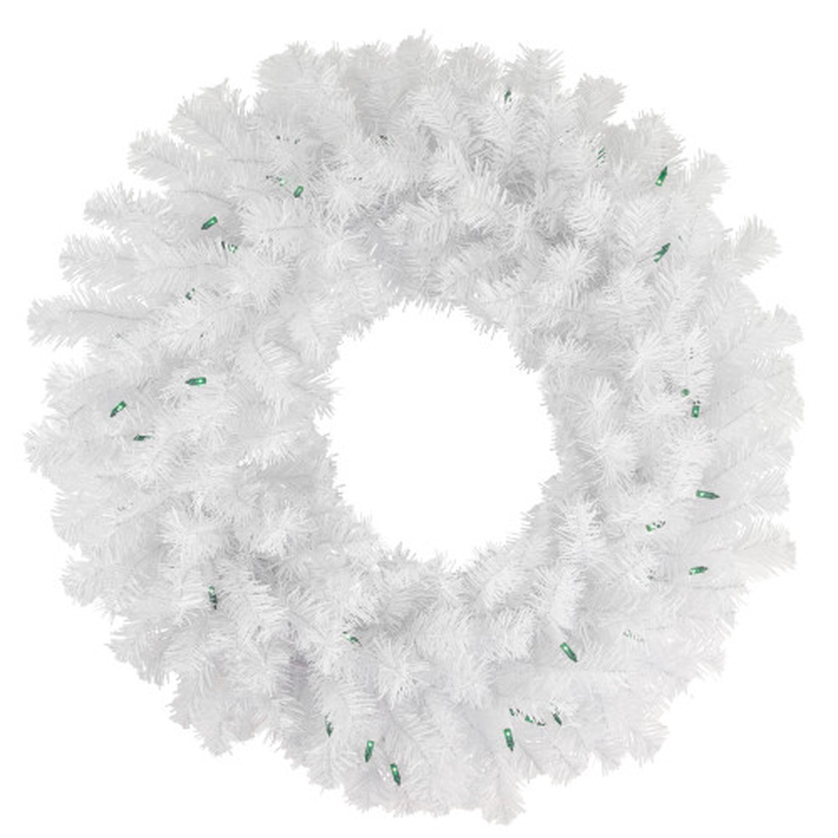 Pre-Lit Geneva Spruce Artificial Christmas Wreath - 24" - White - Green Lights