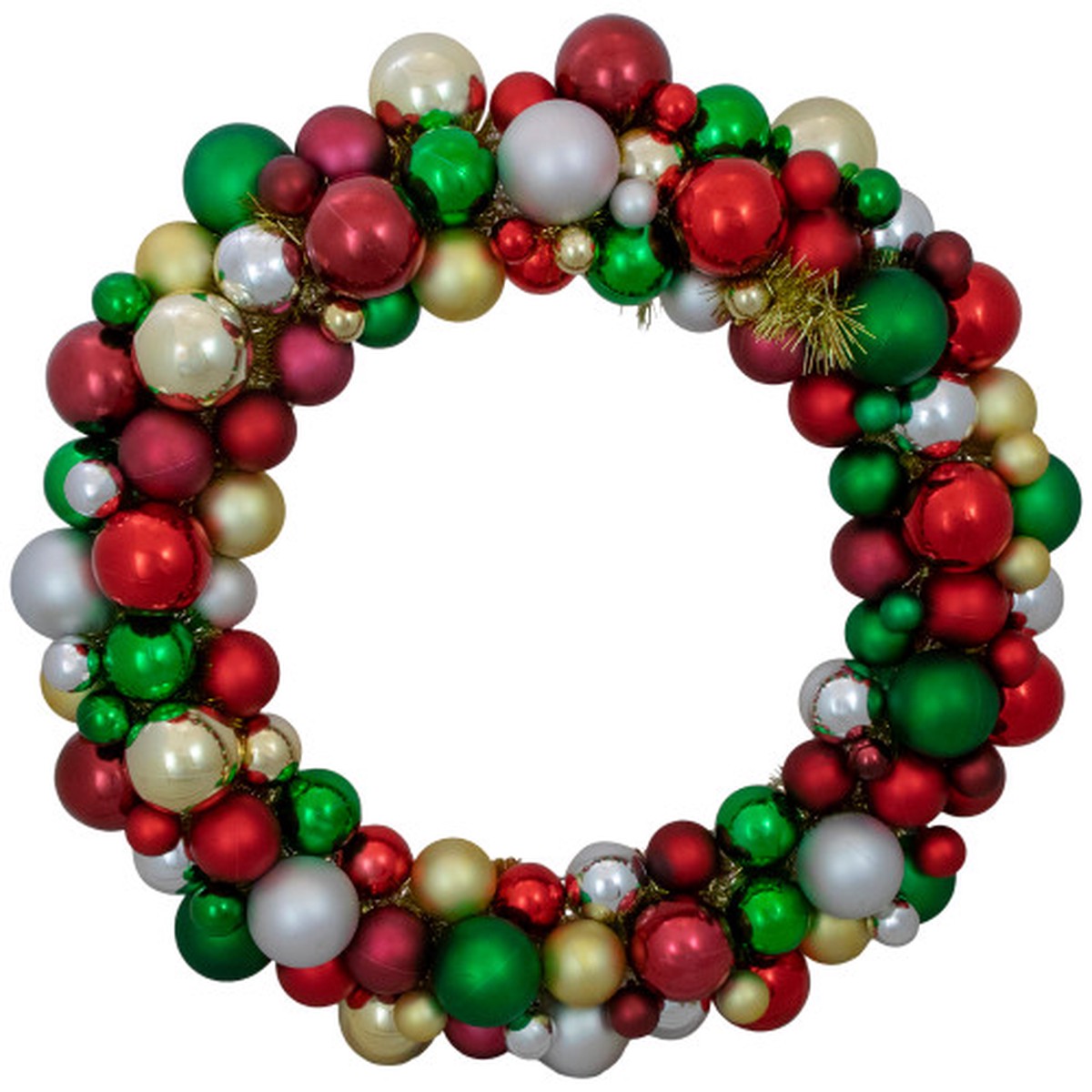 Traditional 2-Finish Shatterproof Ball Christmas Wreath – 36″ – Multicolor – Unlit