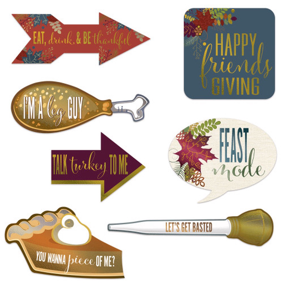 Warm and Vibrant Paper Foil Friendsgiving Photo Fun Thanksgiving Signs – 11″
