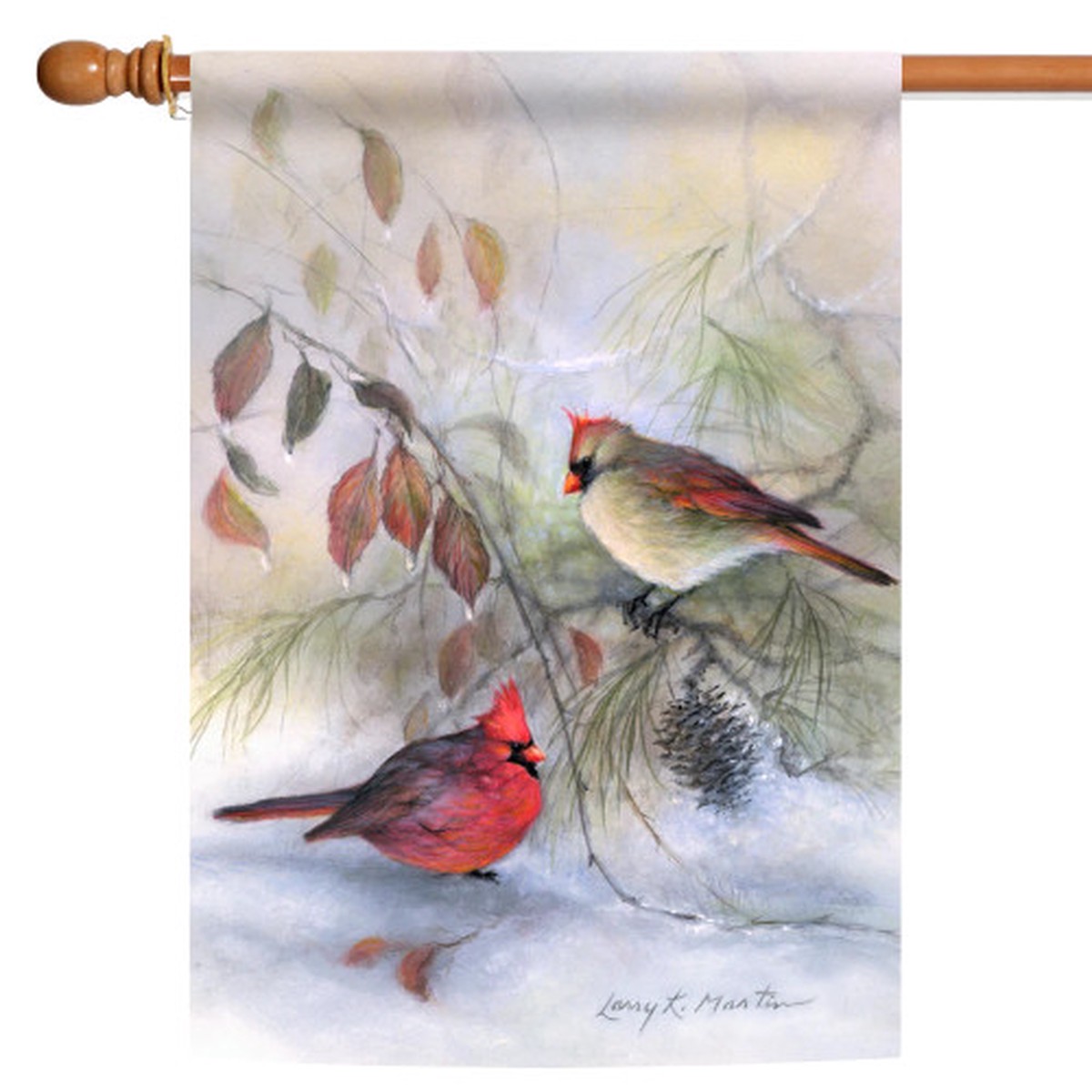 Winter Rest Cardinals Outdoor House Flag 40″ x 28″