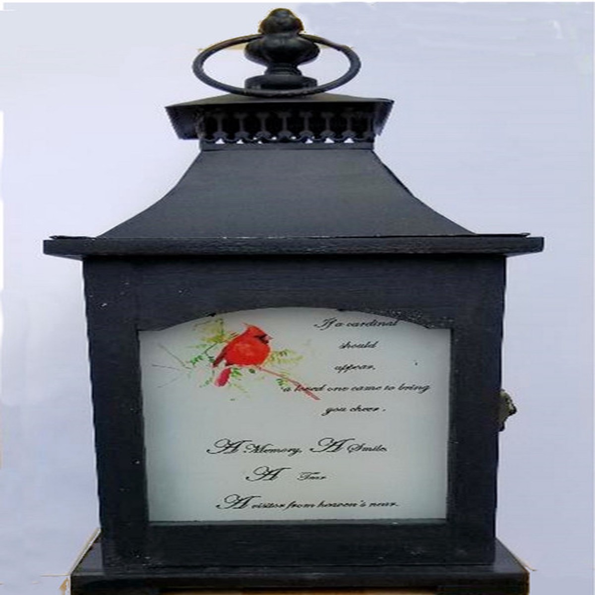 14.75″ Black Cardinal Candle Lantern