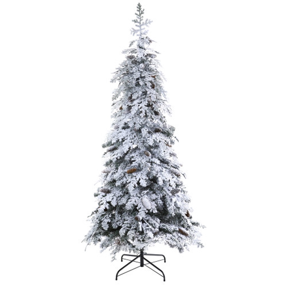 7 Pre-Lit Flocked with Pinecones Artificial Christmas Tree, Warm Clear LED Lights