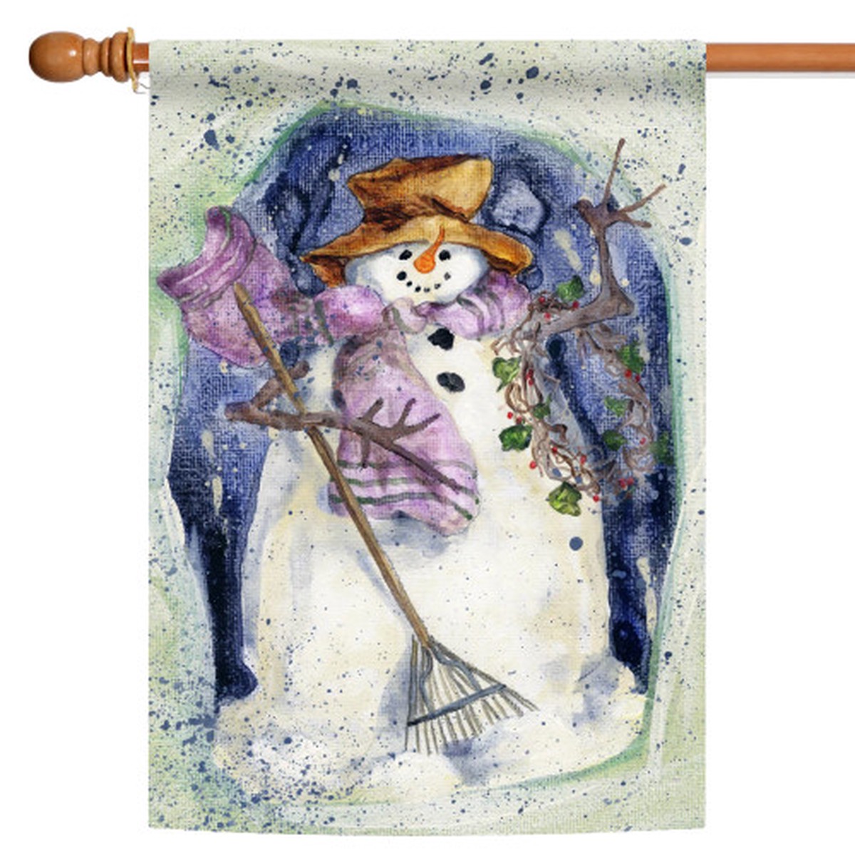 Winter Waving Snowman Outdoor House Flag 40″ x 28″