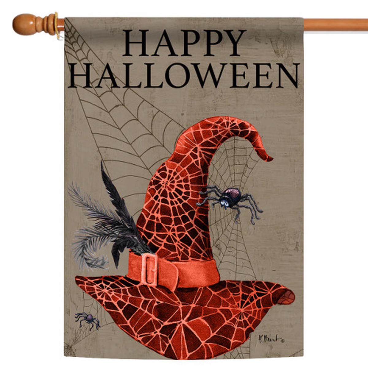 Witch’s Hat “Happy Halloween” Fade Resistant Outdoor Flag – 40″ x 28″