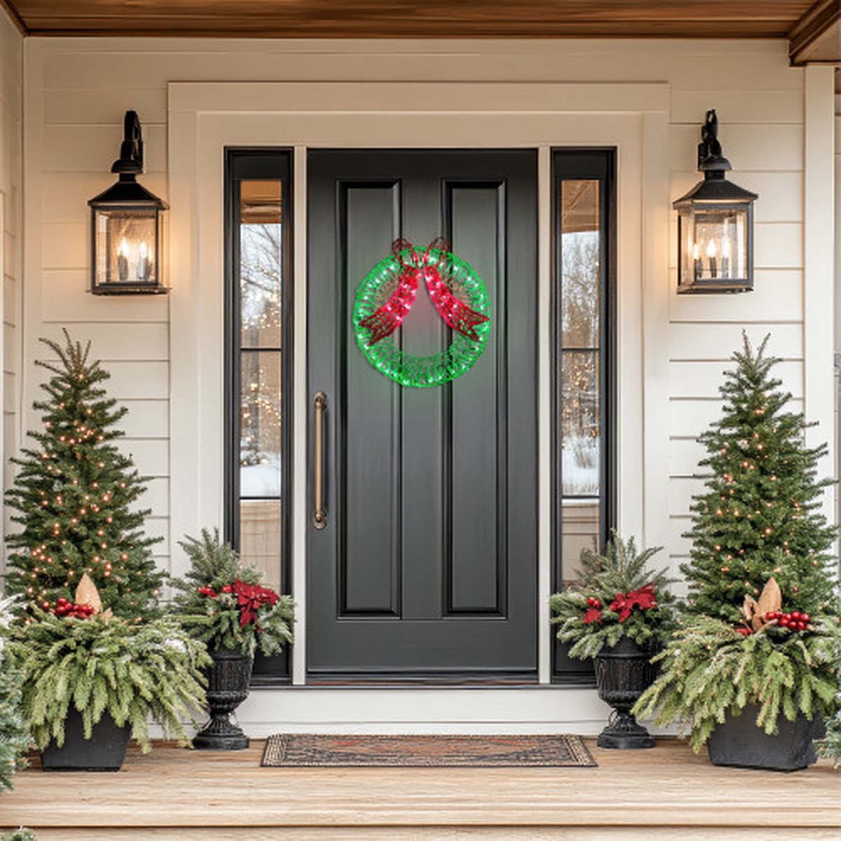 22″ Lighted Wreath and Bow Outdoor Christmas Decoration