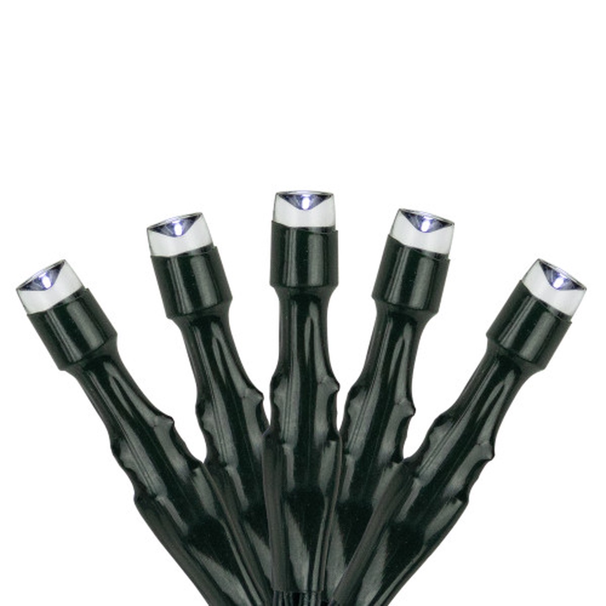 LED Solar Power 2-Function Outdoor Christmas Light Set - Pure White - 4" Spacing - Green Wire - 100ct