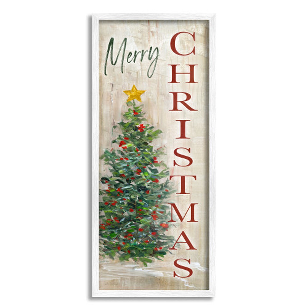 “Merry Christmas” Greetings Framed Wall Art – 13″ x 30″