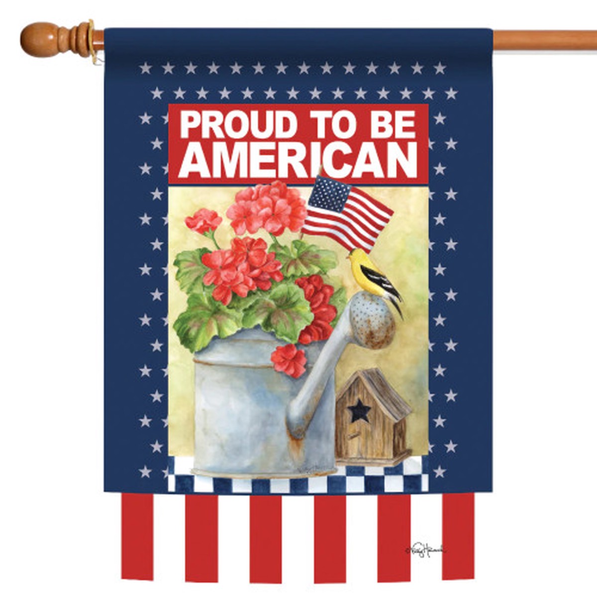 Watering Can “Proud to be American” Patriotic Outdoor Flag – 40″ x 28″