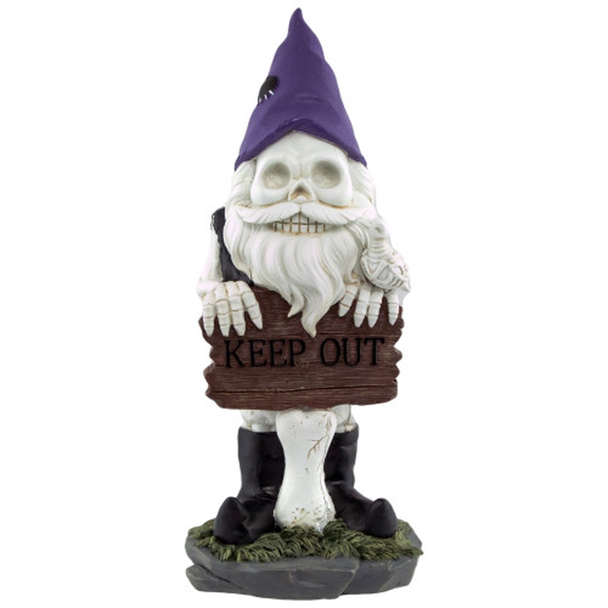 11.75″ Gnome Skeleton “Keep Out” Halloween Decoration