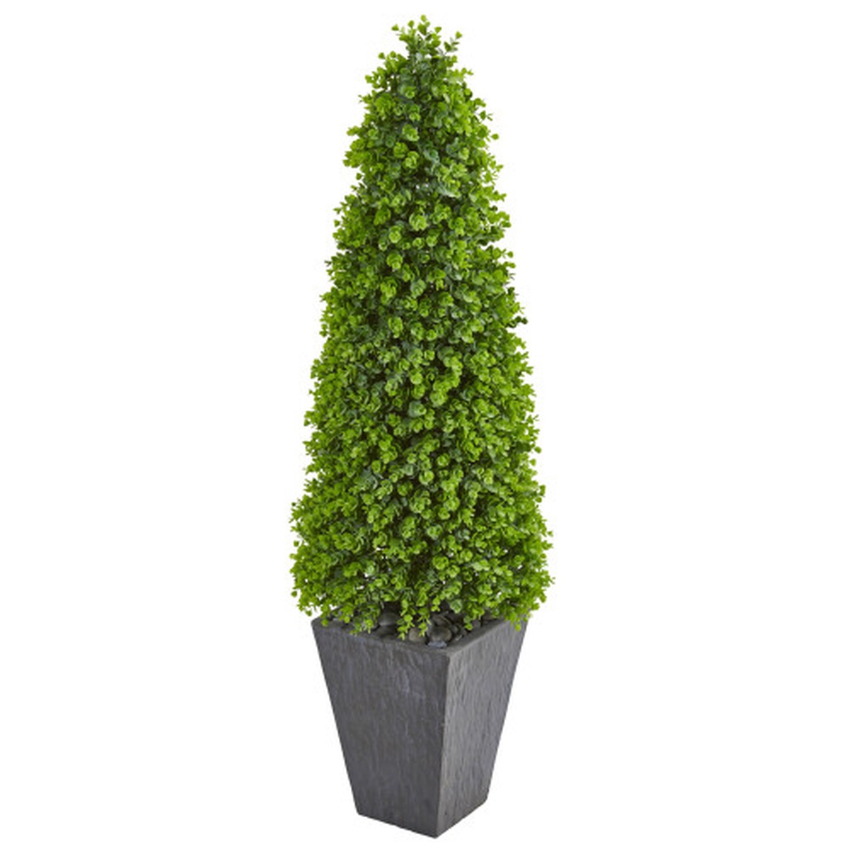 4.75" Eucalyptus Topiary Artificial Tree in Slate Planter