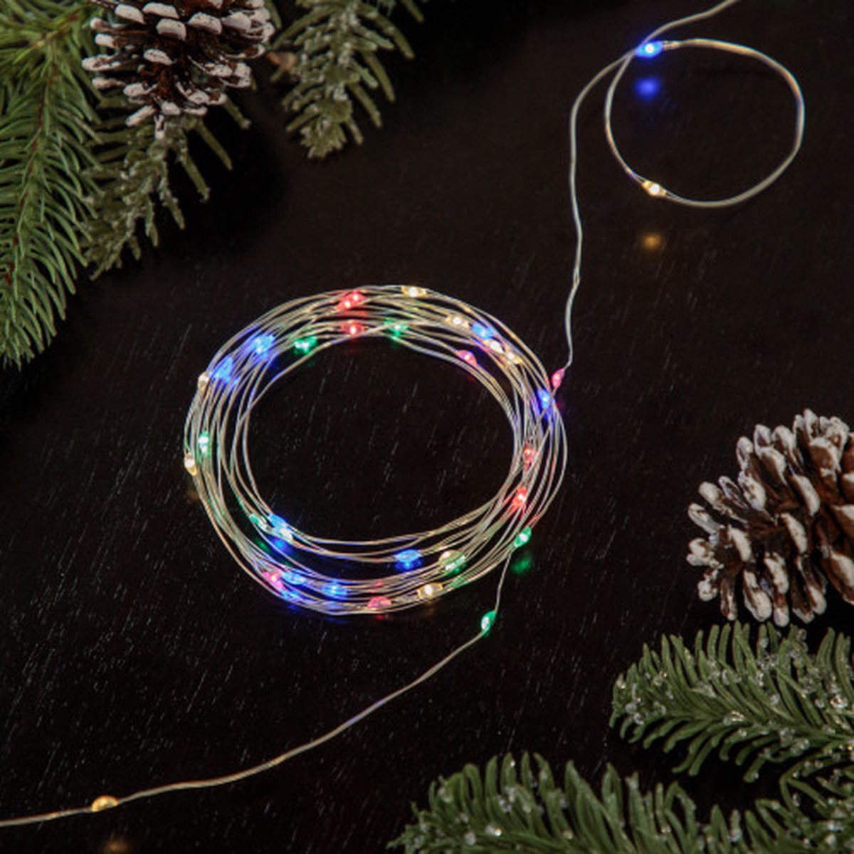 LED Micro Fairy Christmas Lights - Multi-Color - 2" Spacing - Copper Wire - 100ct