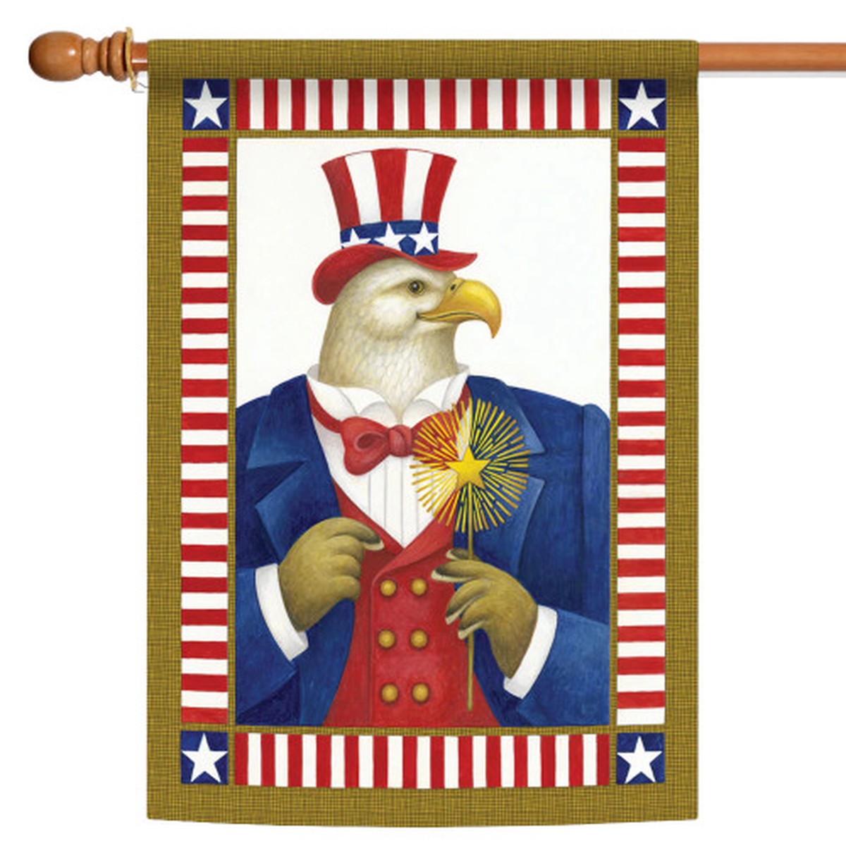 Uncle Sam Bald Eagle Patriotic Fade-Resistant Outdoor Flag – 40″ x 28″