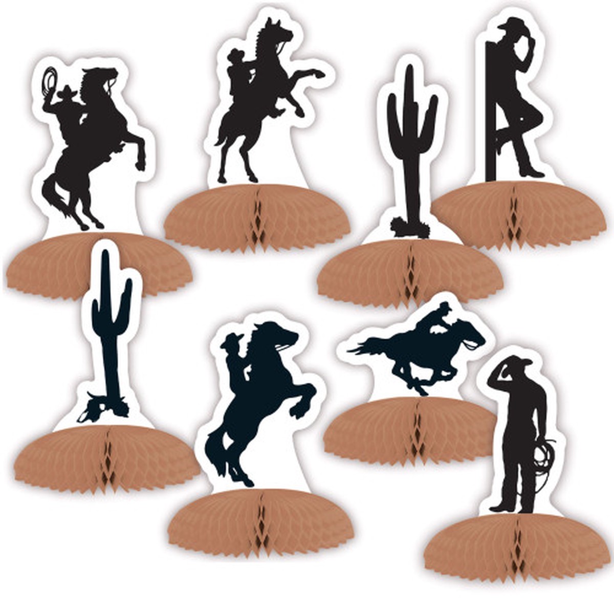 Western Silhouette Mini Party Centerpieces – 5.25″ – Black and Brown – Pack of 96