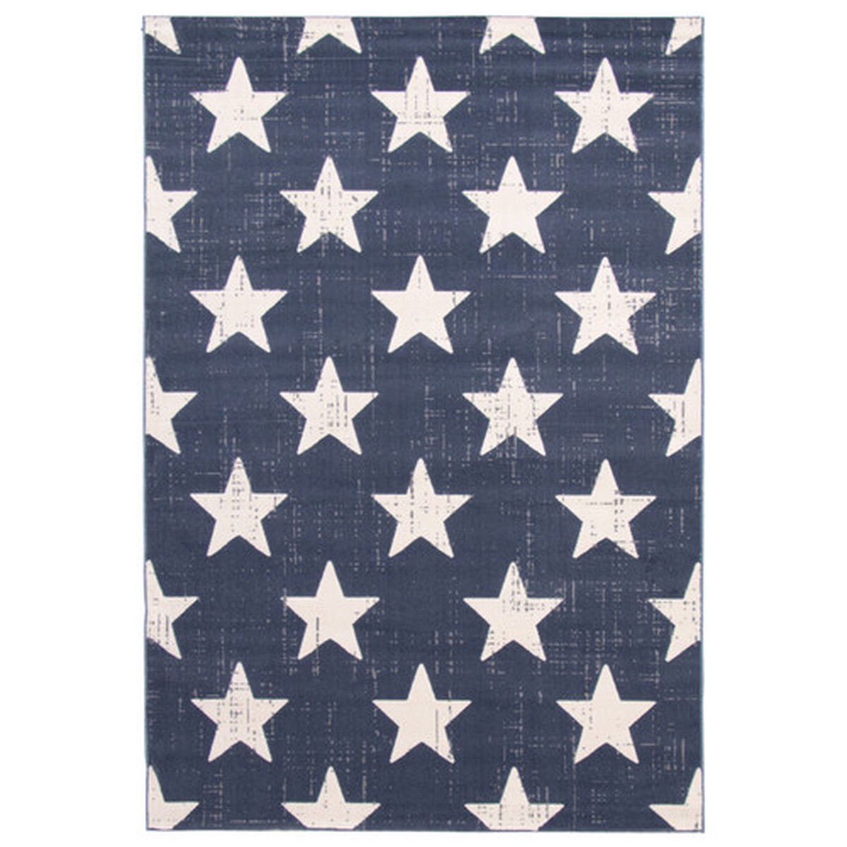 5.25′ x 7.5′ Americana Stars Rectangular Area Throw Rug – Blue and White