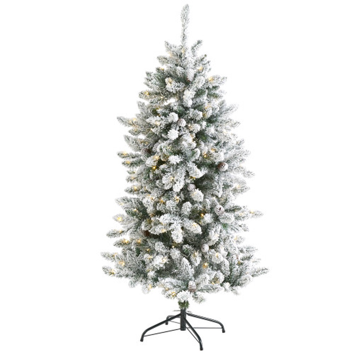 5 Pre-Lit Flocked Livingston Fir Artificial Christmas Tree, Warm Clear LED Lights