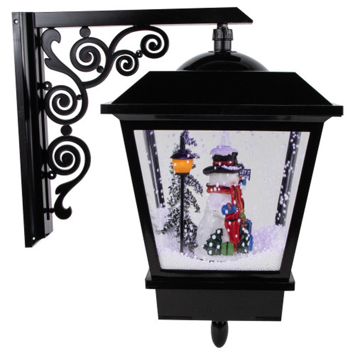 Lighted and Musical Wall Mounted Snowing Christmas Street Lamp – 17.75″