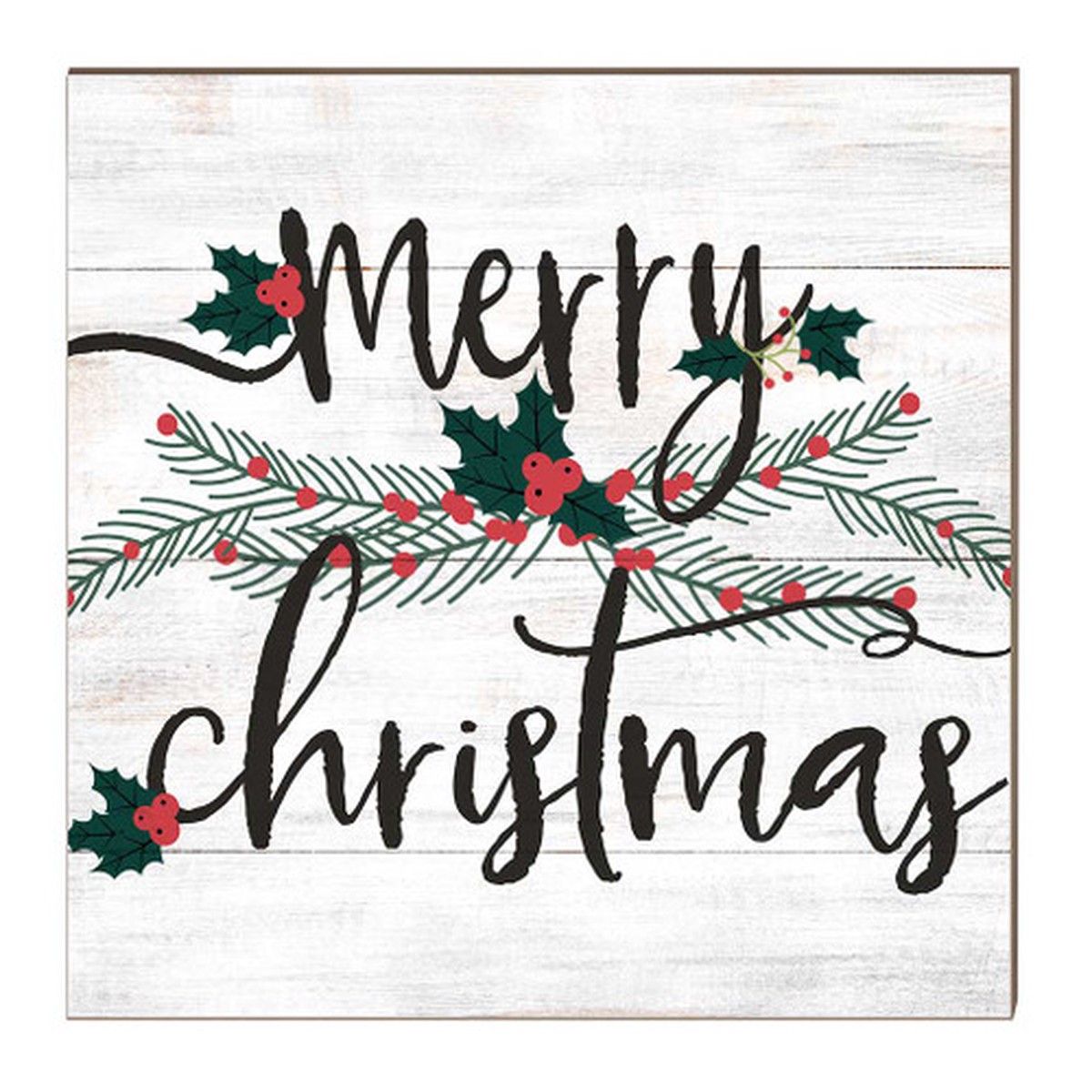 10″ Black and Green “Merry Christmas” Wooden Sign