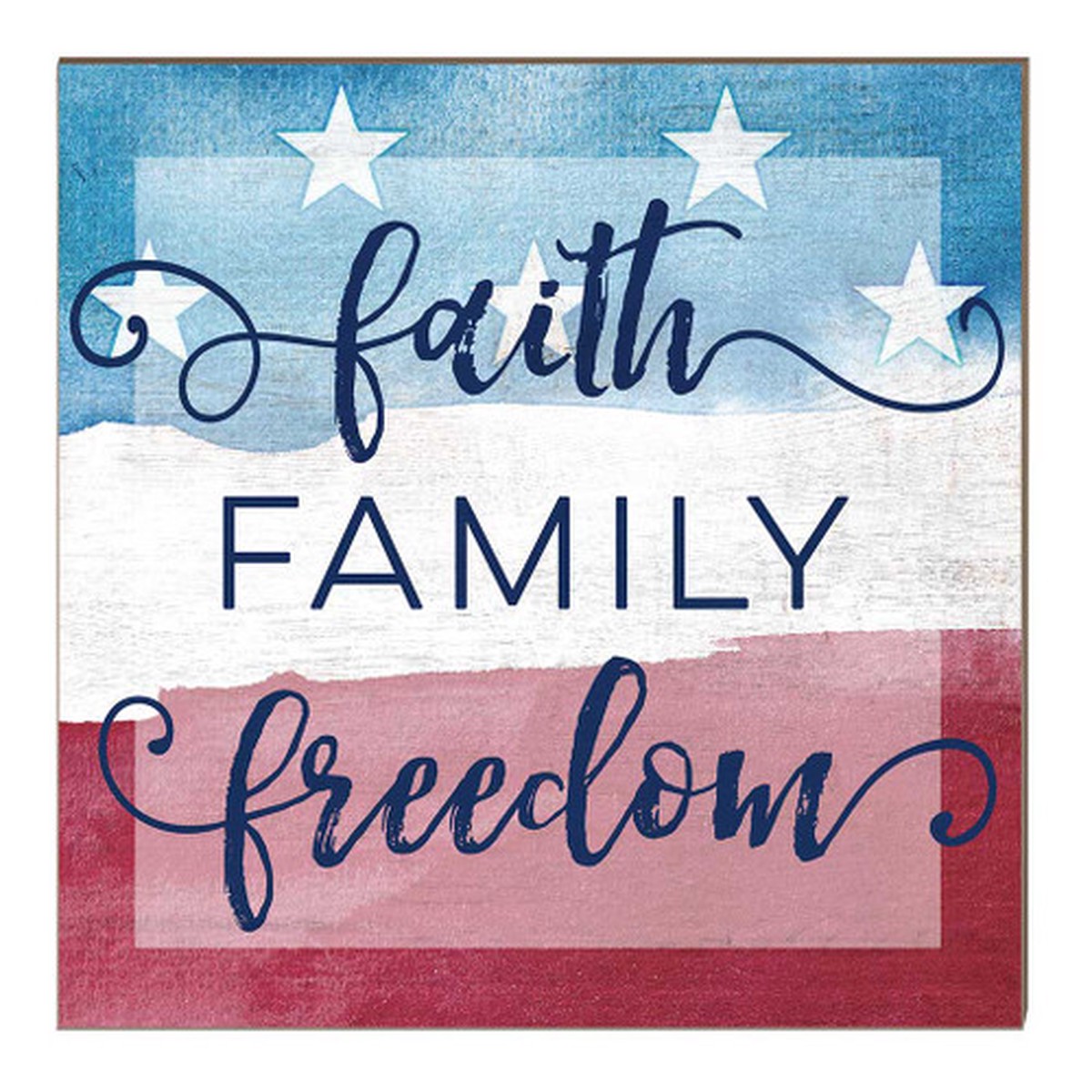 10″ Blue and Red “Faith Family Freedom” Wooden Patriotic Sign