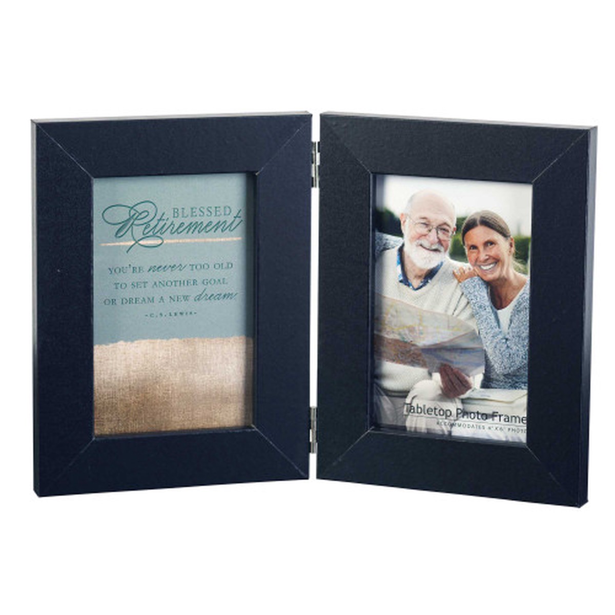 11.5″ Black and Blue Blessed Retirement Rectangular Double Photo Frame