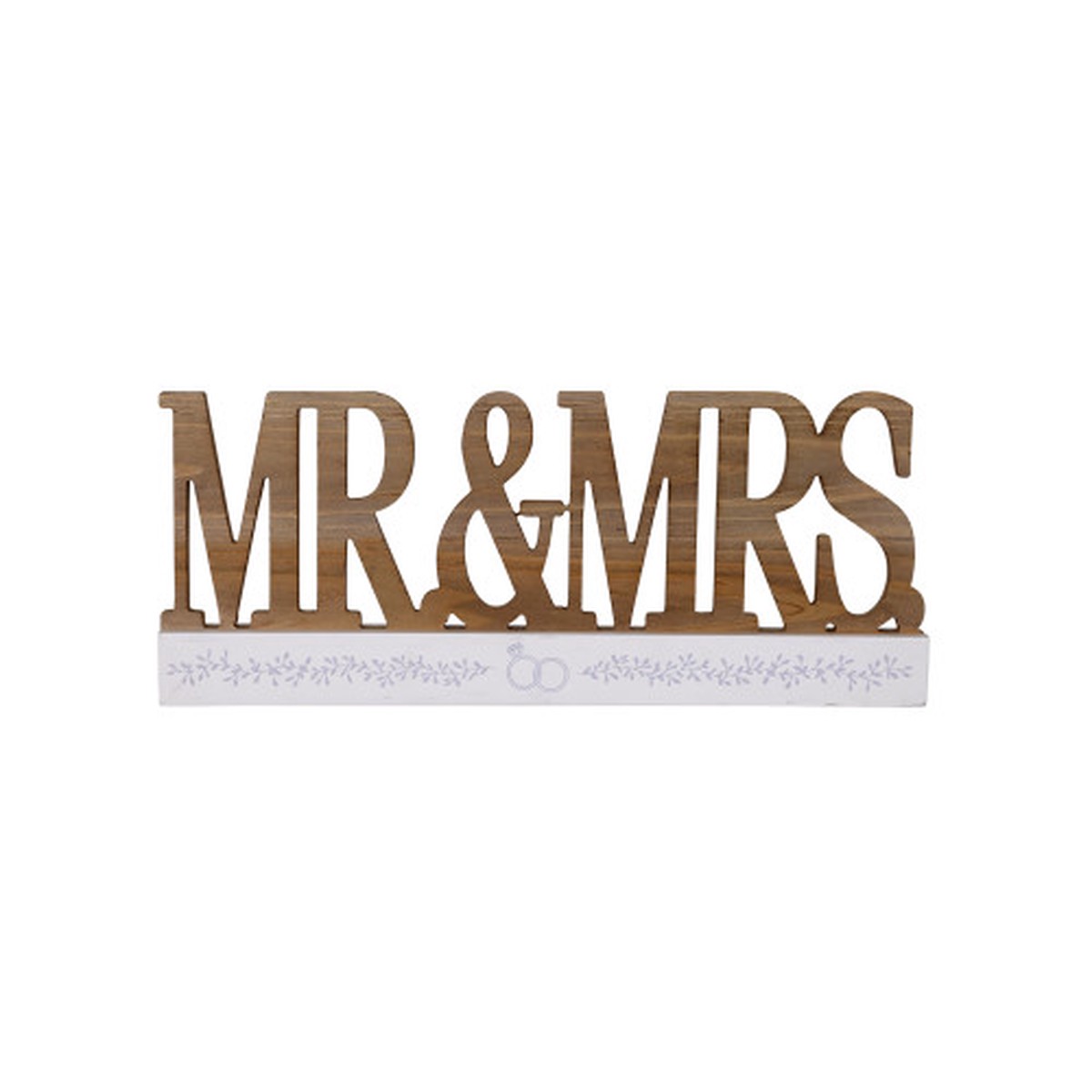 20″ White and Brown Mr. & Mrs. Wood Tabletop Decoration