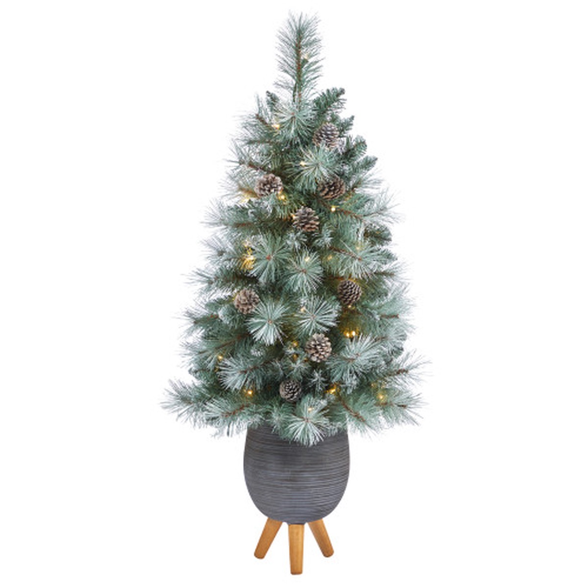 3.5 Pre-Lit Potted Columbia Pine Artificial Christmas Tree, Clear Lights