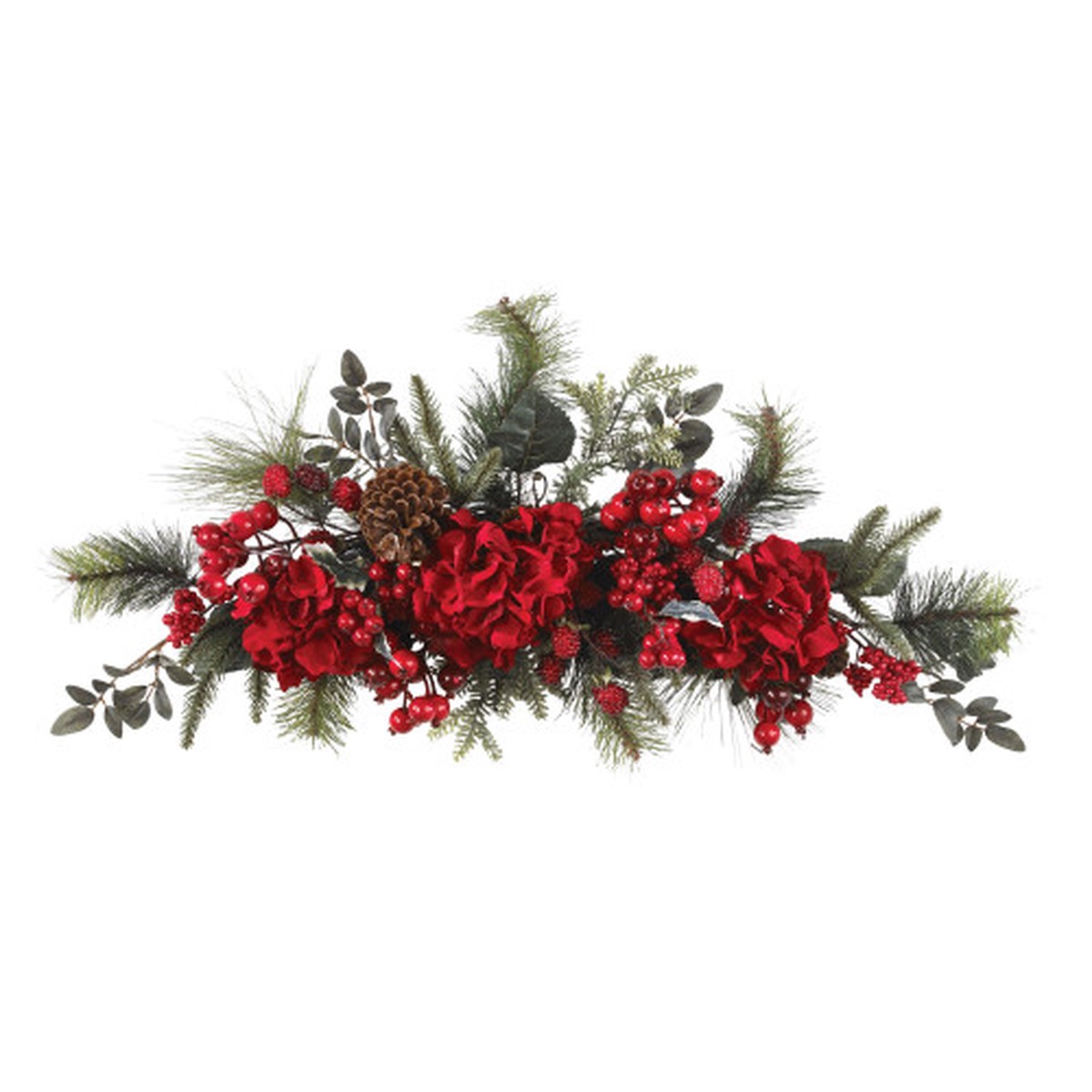 30" Hydrangea and Berries Artificial Christmas Swag, Unlit