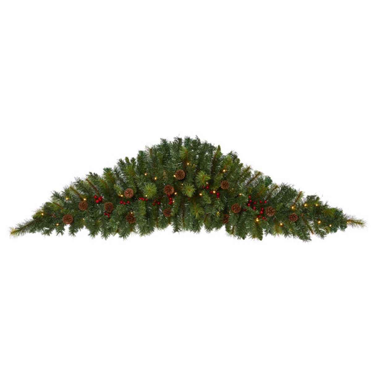 6' Pre-Lit Berries and Pine Cones Artificial Christmas Swag, Clear LED Lights
