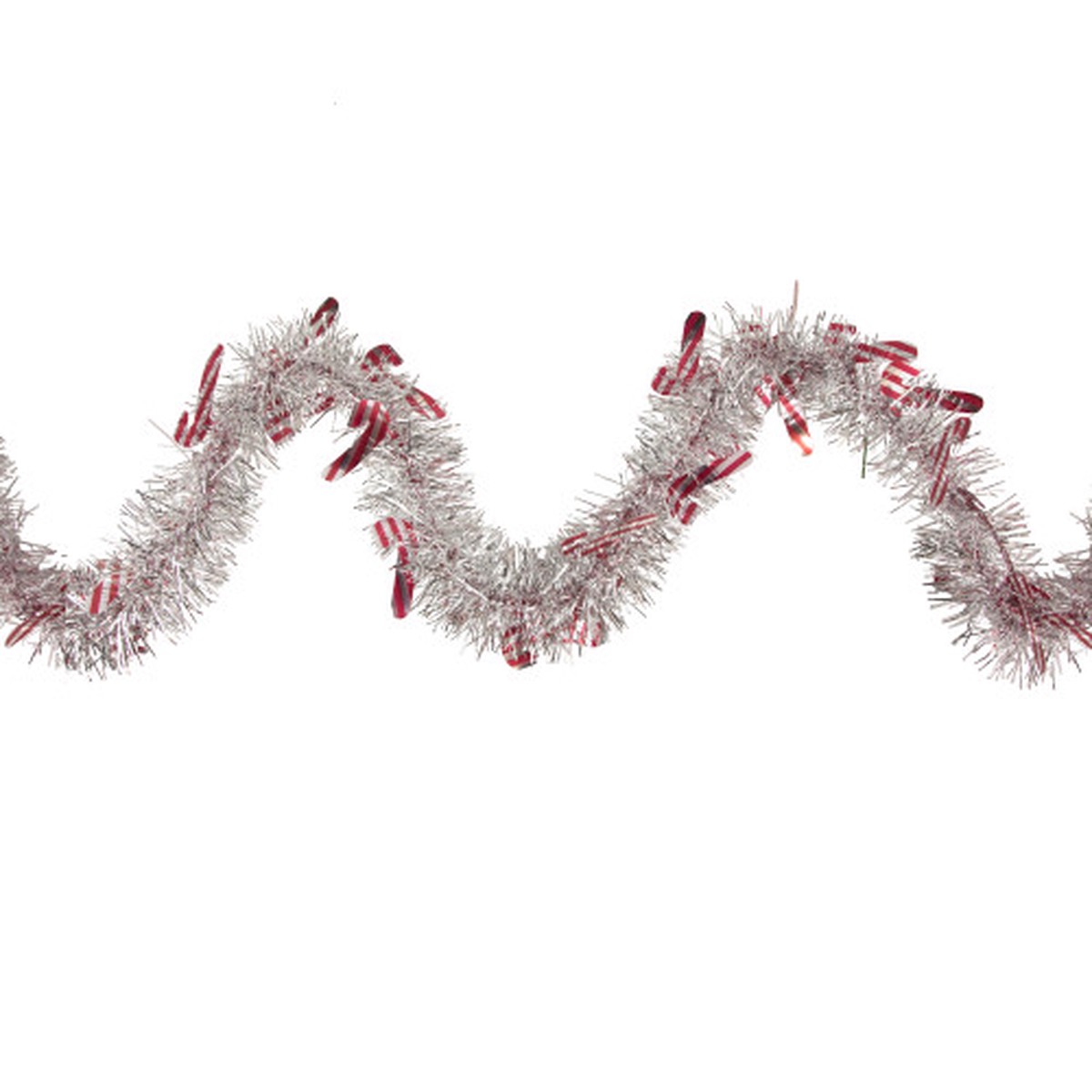 Christmas Candy Cane Commercial Wrapped Tinsel Garland - 50' x 3" - Silver and Red - Unlit