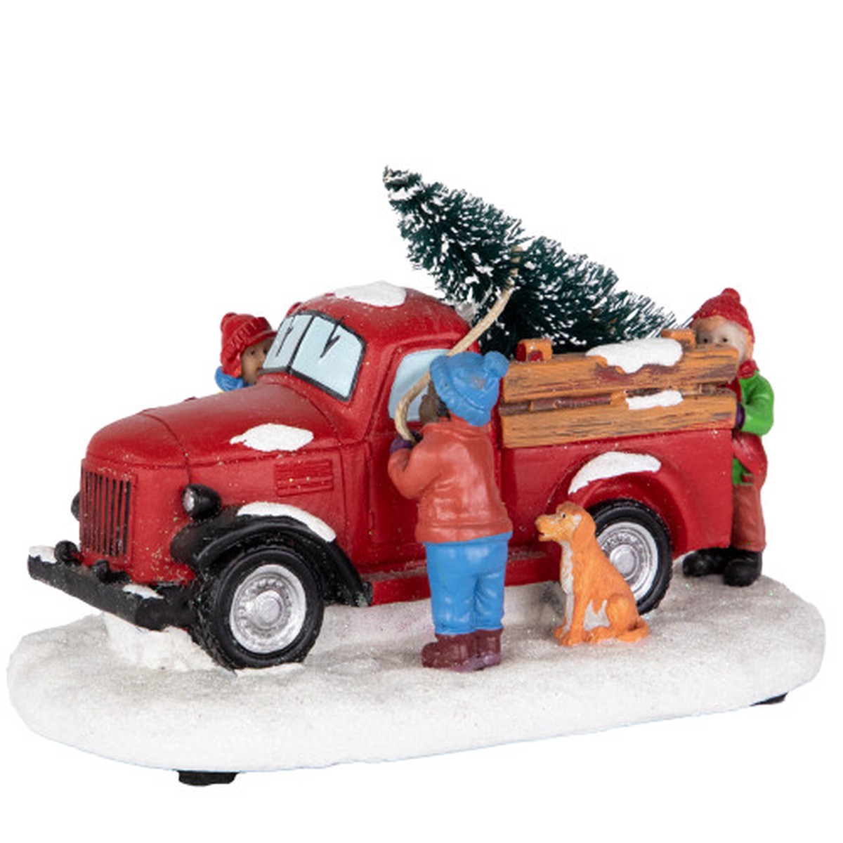 Family Bringing Home the Tree Christmas Village Display Piece – 6″
