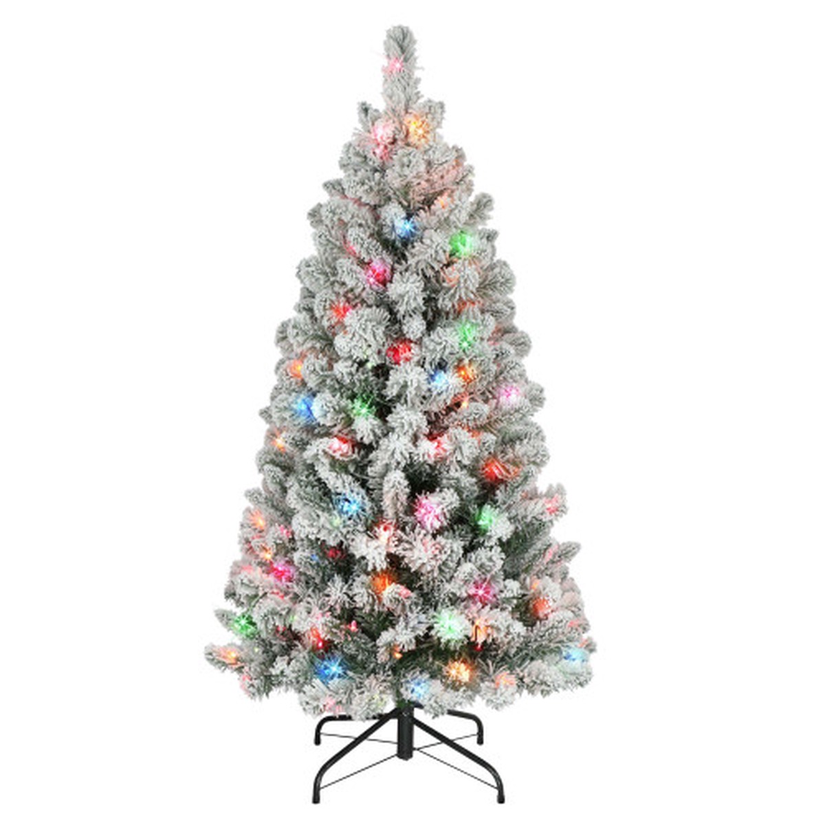 Pre-Lit Flocked Virginia Pine Artificial Christmas Tree - 4.5 - Multi Lights