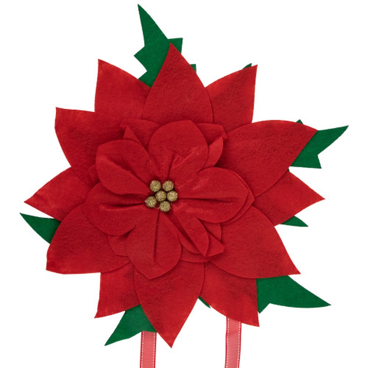 Red Poinsettia Tie-On Christmas Tree Topper Unlit – 14″