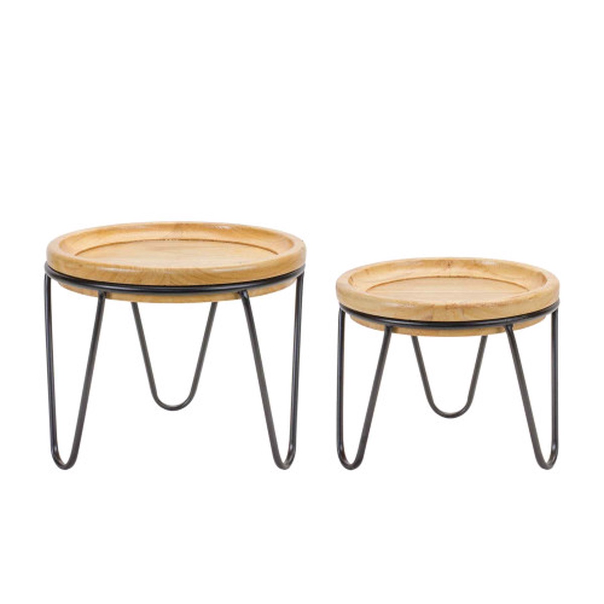 Wooden Pedestal Trays – 11.75″ – Brown and Black – Set of 2