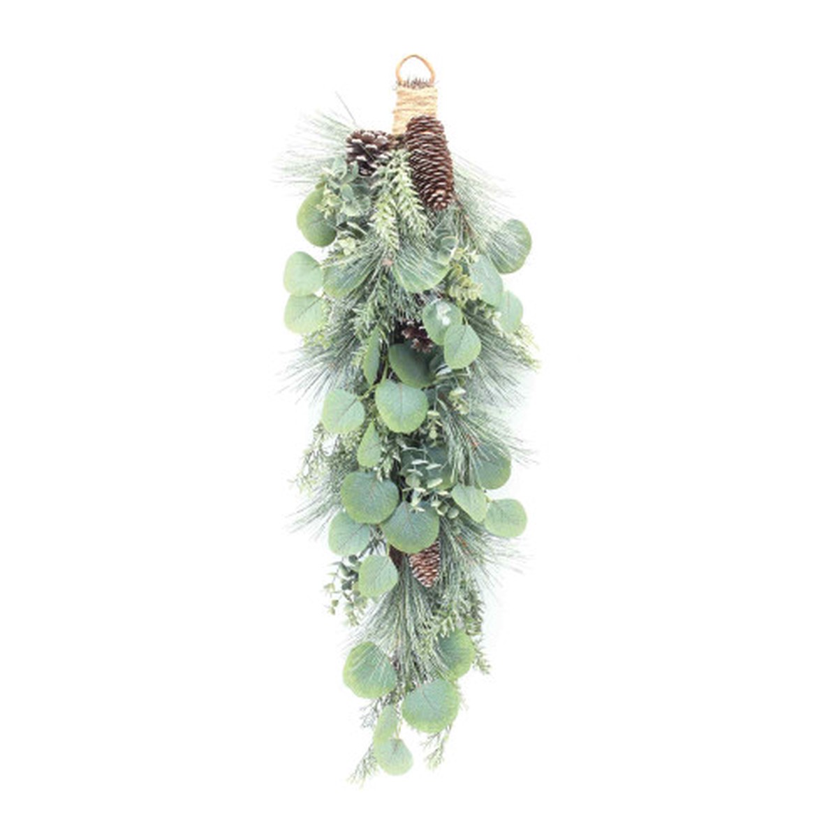 Frosted Pine Eucalyptus Artificial Christmas Teardrop Swag - 31" - Unlit