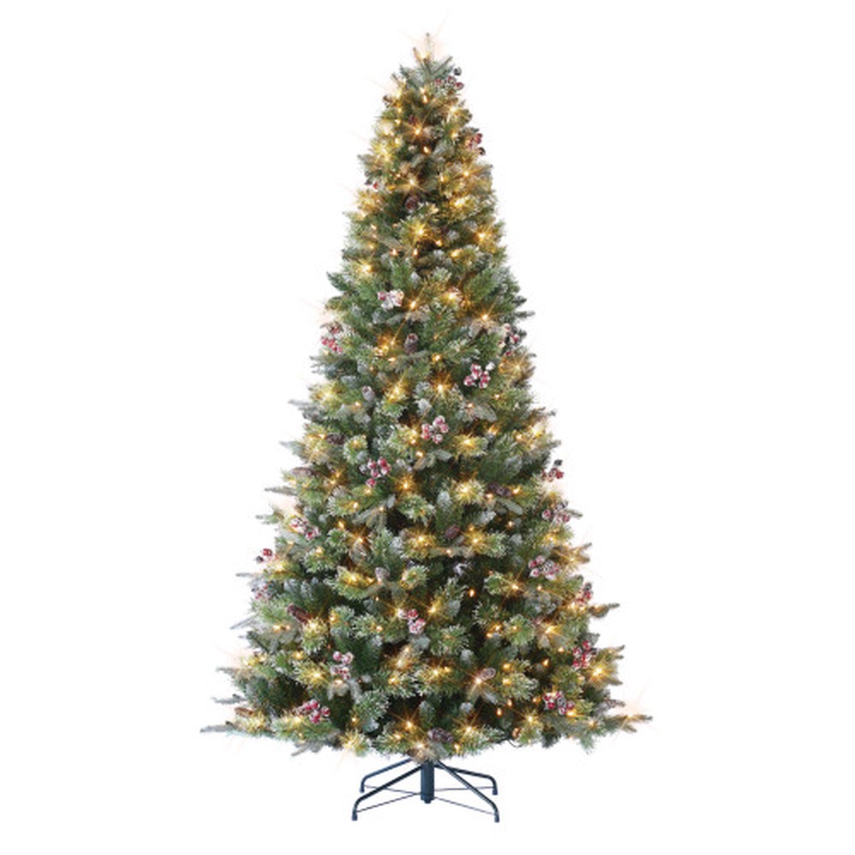 Pre-lit Frosted Berry Spruce Artificial Christmas Tree - 7.5 - White LED Lights