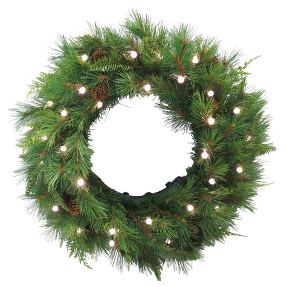 Pre-Lit Mixed Mountain Cypress Artificial Christmas Wreath, 30-Inch, Multi LED Lights