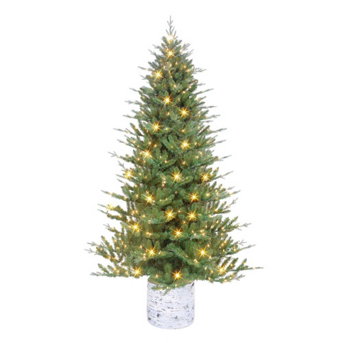 Pre-lit Potted Medium Artificial Pine Christmas Tree - 7.5 - Clear Lights