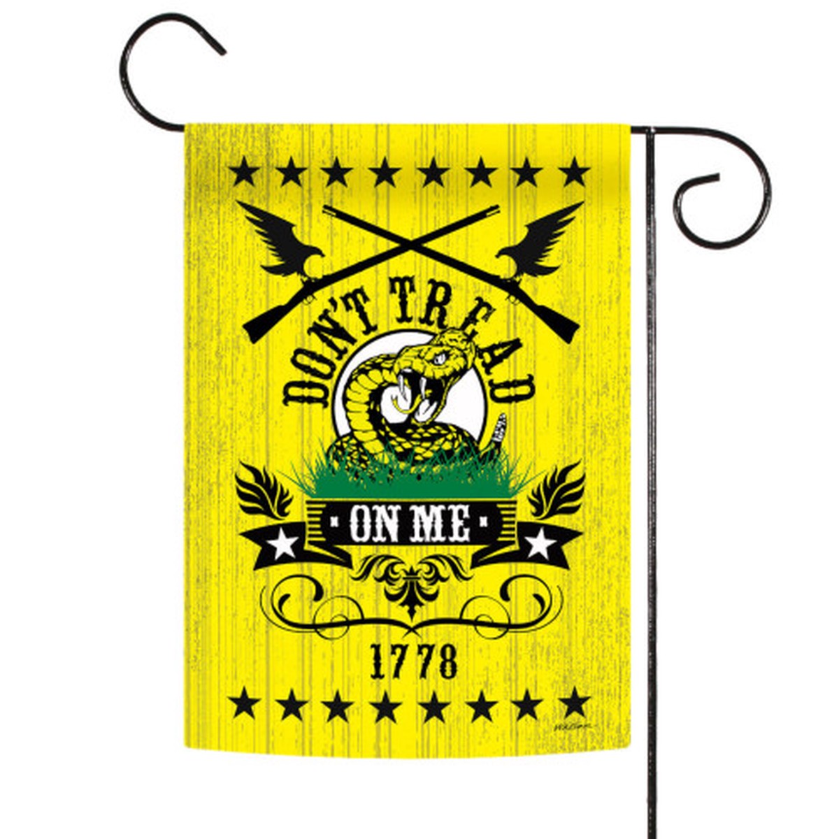 Yellow and Black Don’t Tread On Me Outdoor Rectangular Mini Garden Flag 18″ x 12.5″