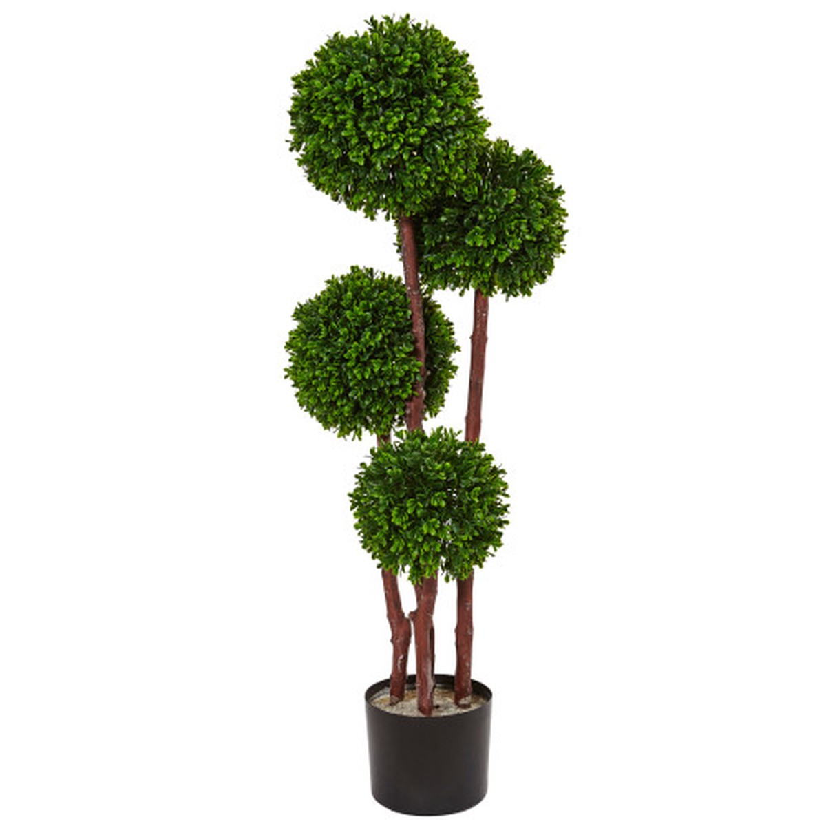 3' Artificial Boxwood Topiary Outdoor Tree in Black Pot