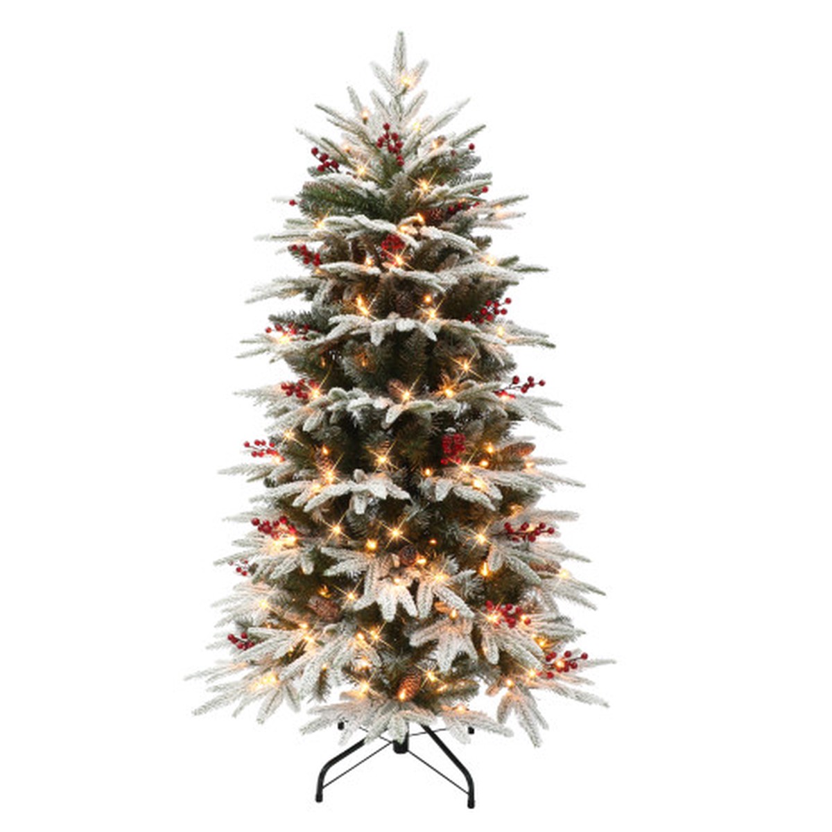 4.5' Pre-Lit Slim Flocked Halifax Fir Artificial Christmas Tree, Clear Lights