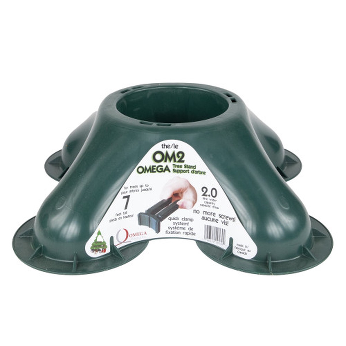 Green Christmas Tree Stand with Clamping System - For Live Trees up to 10'