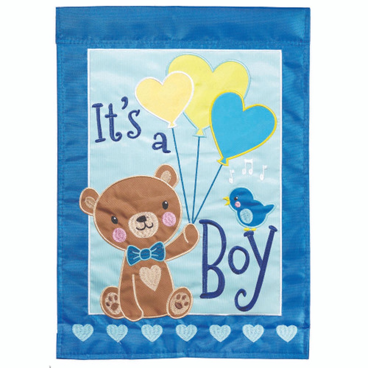 Teddy Bear It’s a Boy Embroidered Outdoor Garden Flag – 18″ x 13″