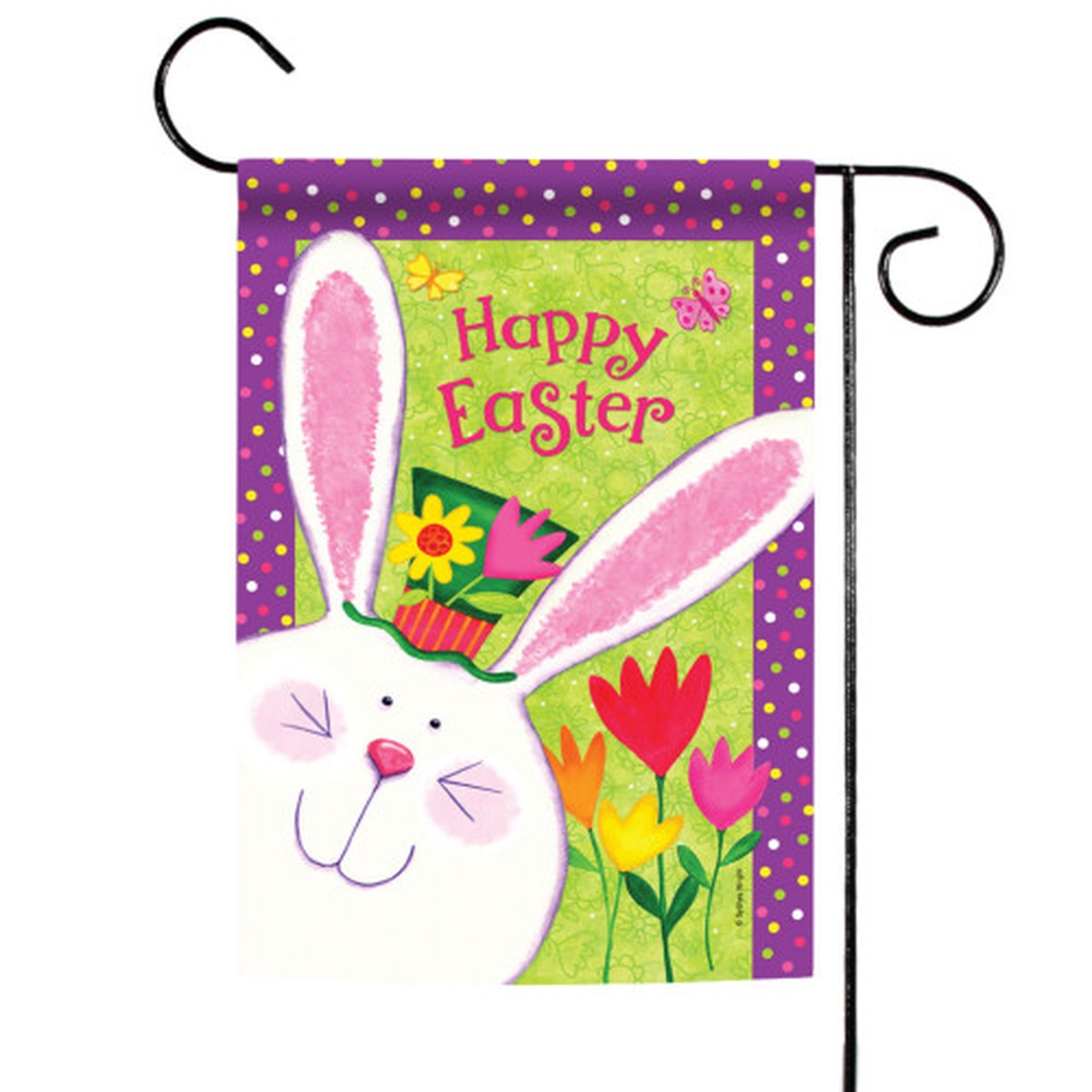 White and Green Happy Easter Bunny Outdoor Garden Flag 18″ x 12.5″