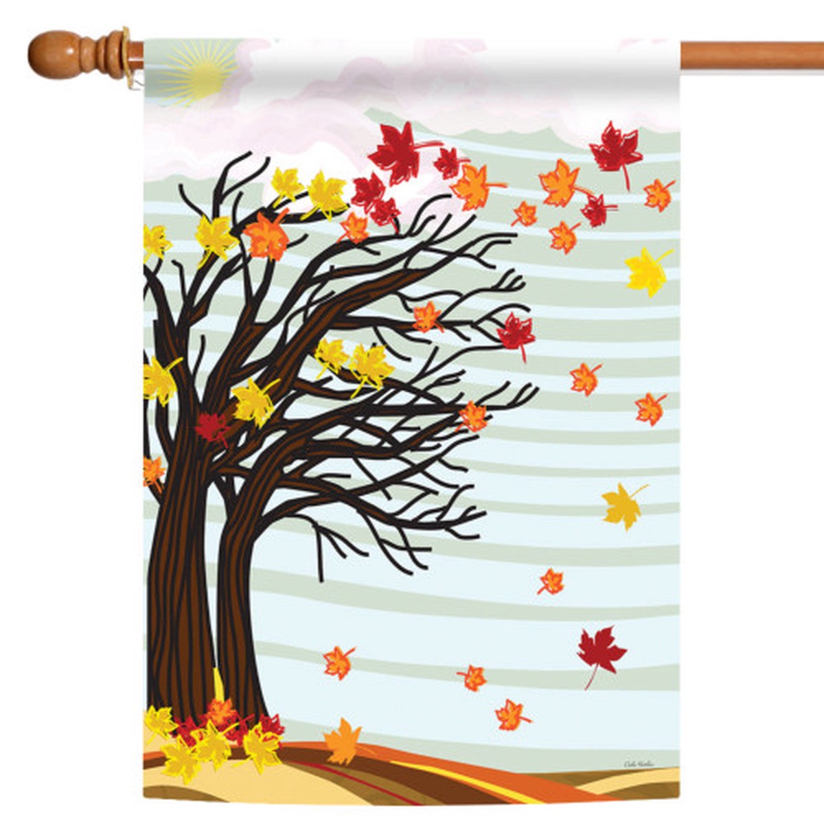 Yellow and Brown Autumn Winds Fall Outdoor House Flag 40″ x 28″