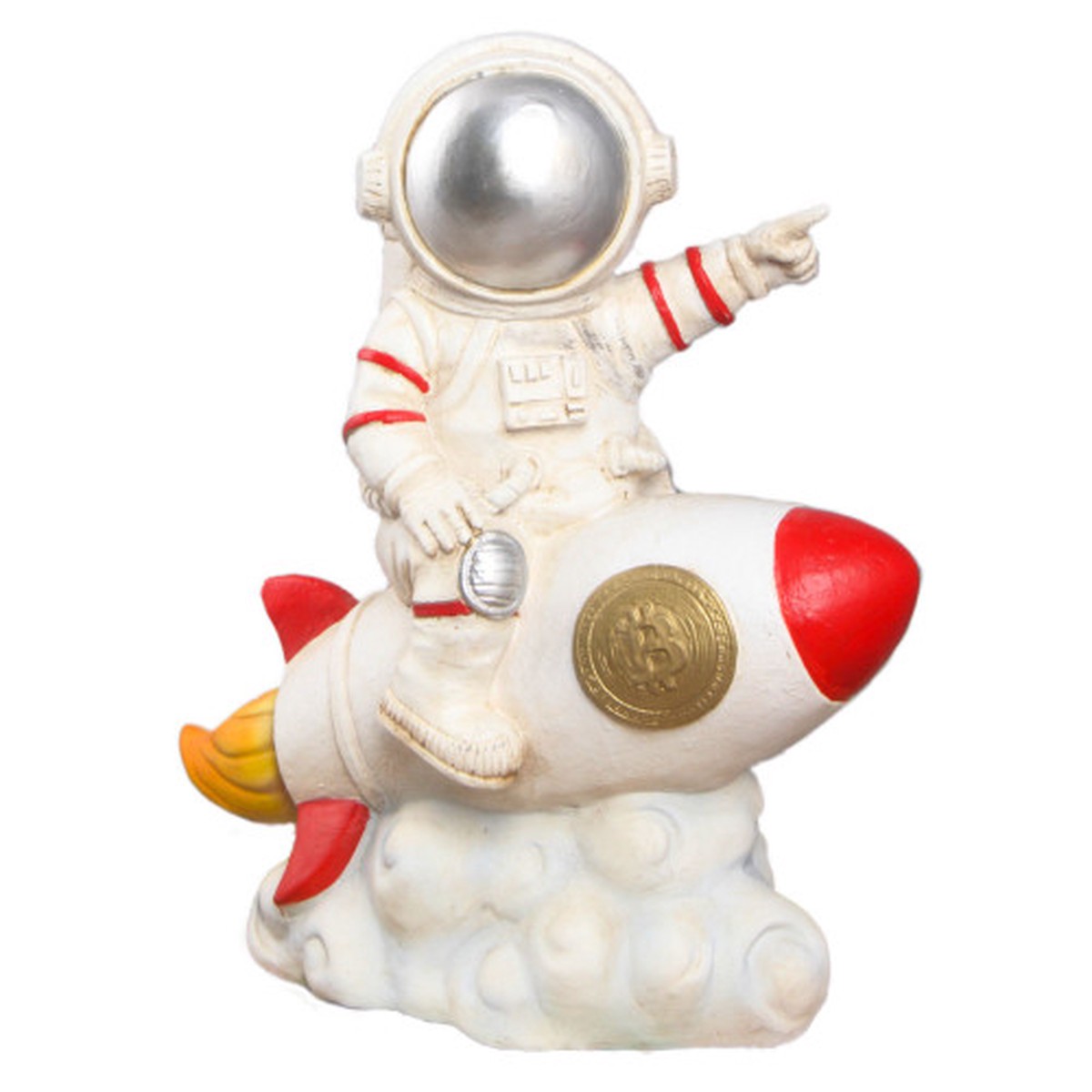 10.5″ Astronaut Sitting on a Rocket Outdoor Garden Statue
