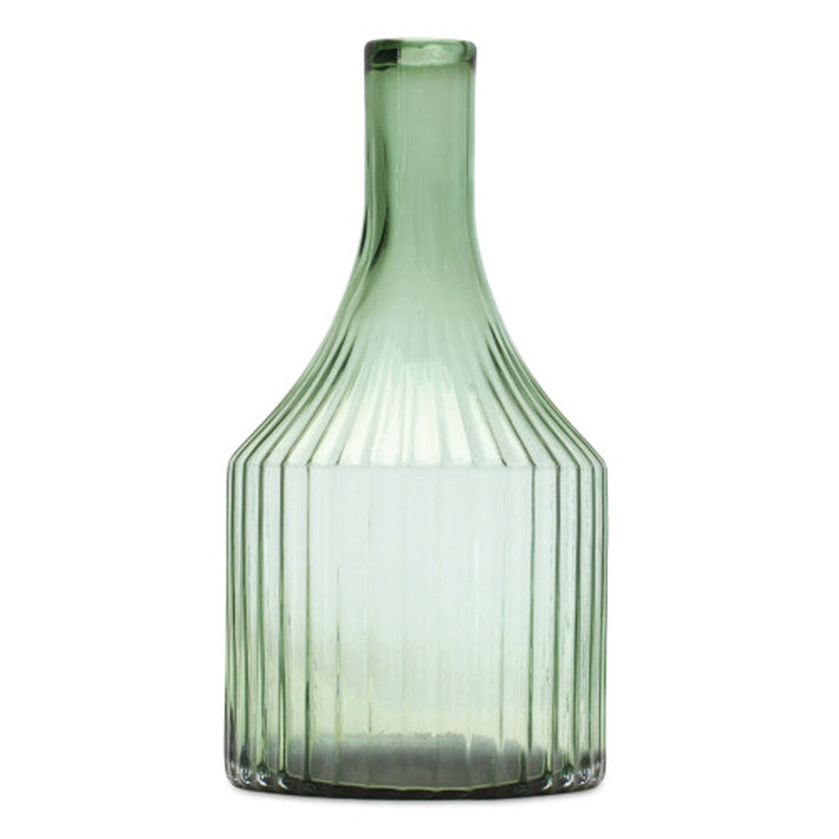 10.75″ Ribbed and Bottleneck Glass Vase