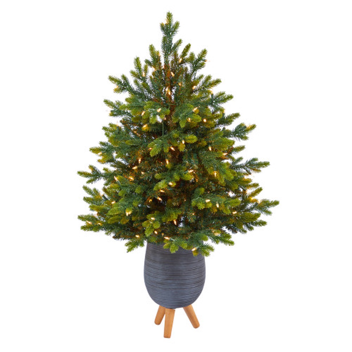 3.5 Pre-Lit North Carolina Fir Artificial Christmas Potted Tree, Clear Lights