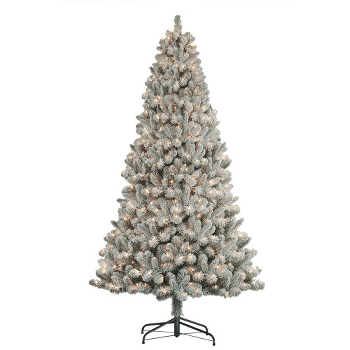 Pre-Lit Medium Flocked Virginia Pine Artificial Christmas Tree – 6 – Clear Lights