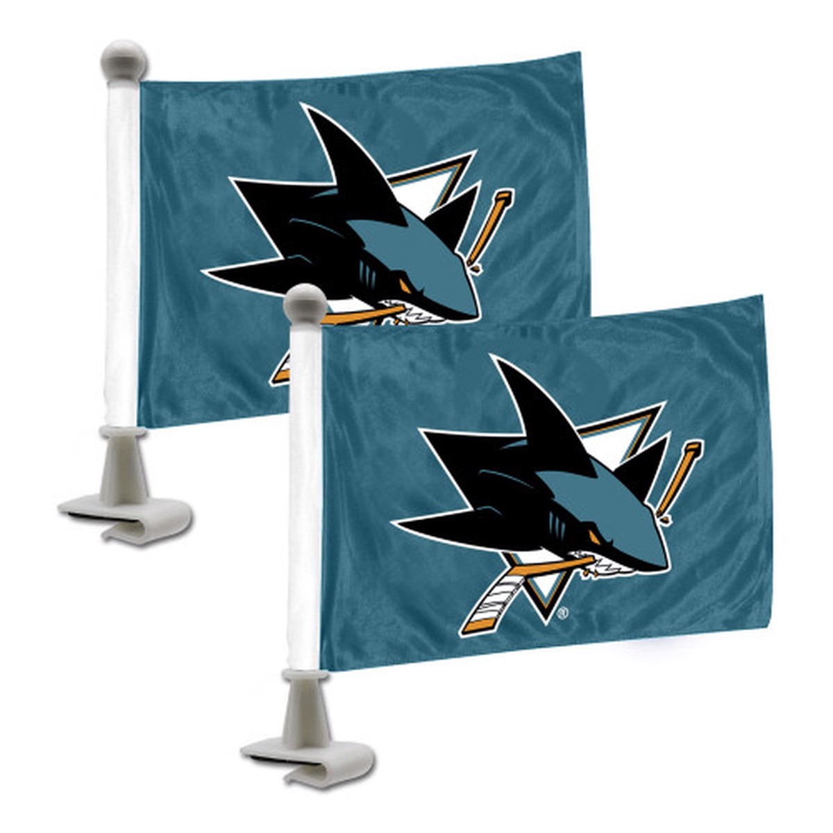 Set of 2 NHL San Jose Sharks Ambassador Car Flags 6″ x 4″